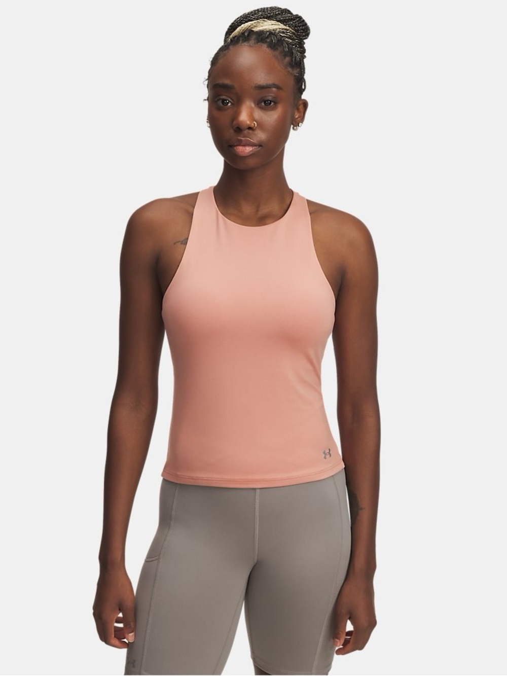 Under Armour Movement Longline Tank Canyon Pink Womens XS NWT Padded‎